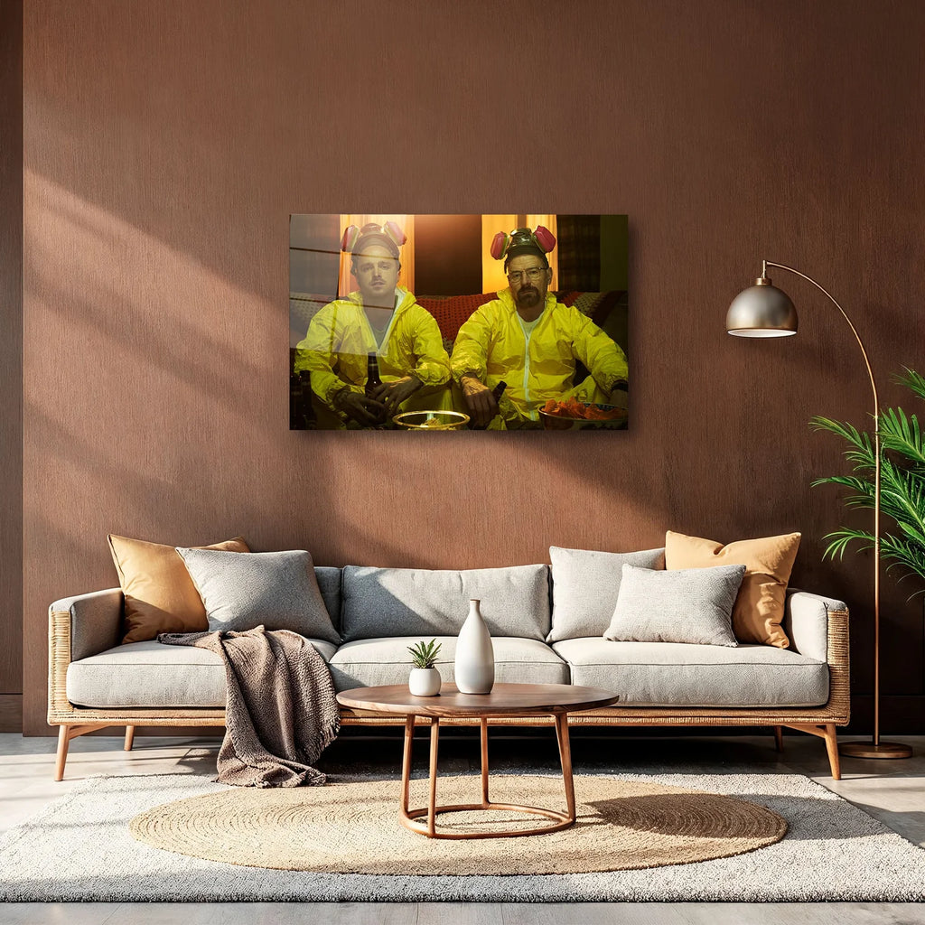 BREAKING BAD WALTER WHITE VE JESSE PINKMAN SARI TULUMLU YATAY CAM TABLO - DEG0343