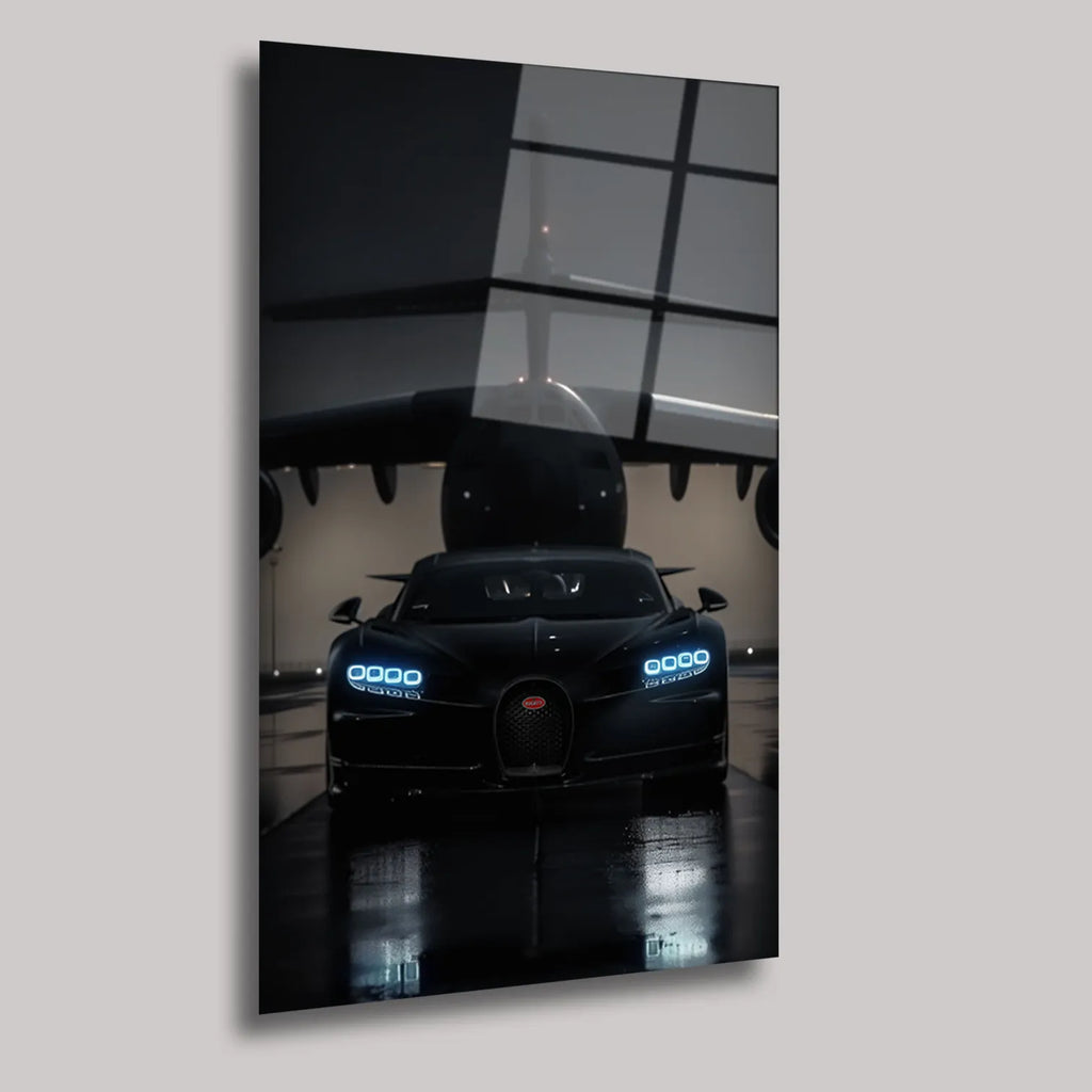 BUGATTI VEYRON VE UÇAK - CAM TABLO - DEG0241