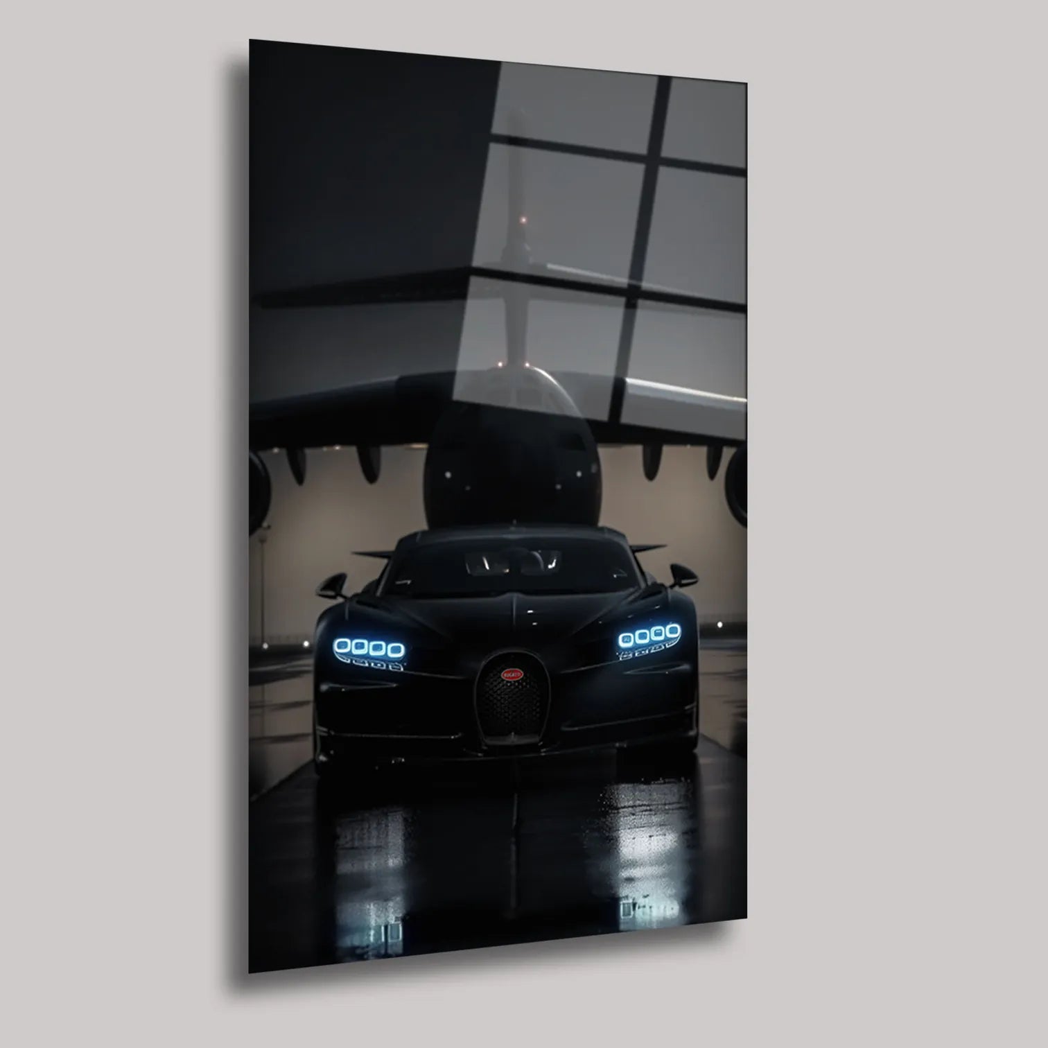 BUGATTI VEYRON VE UÇAK - CAM TABLO - DEG0241