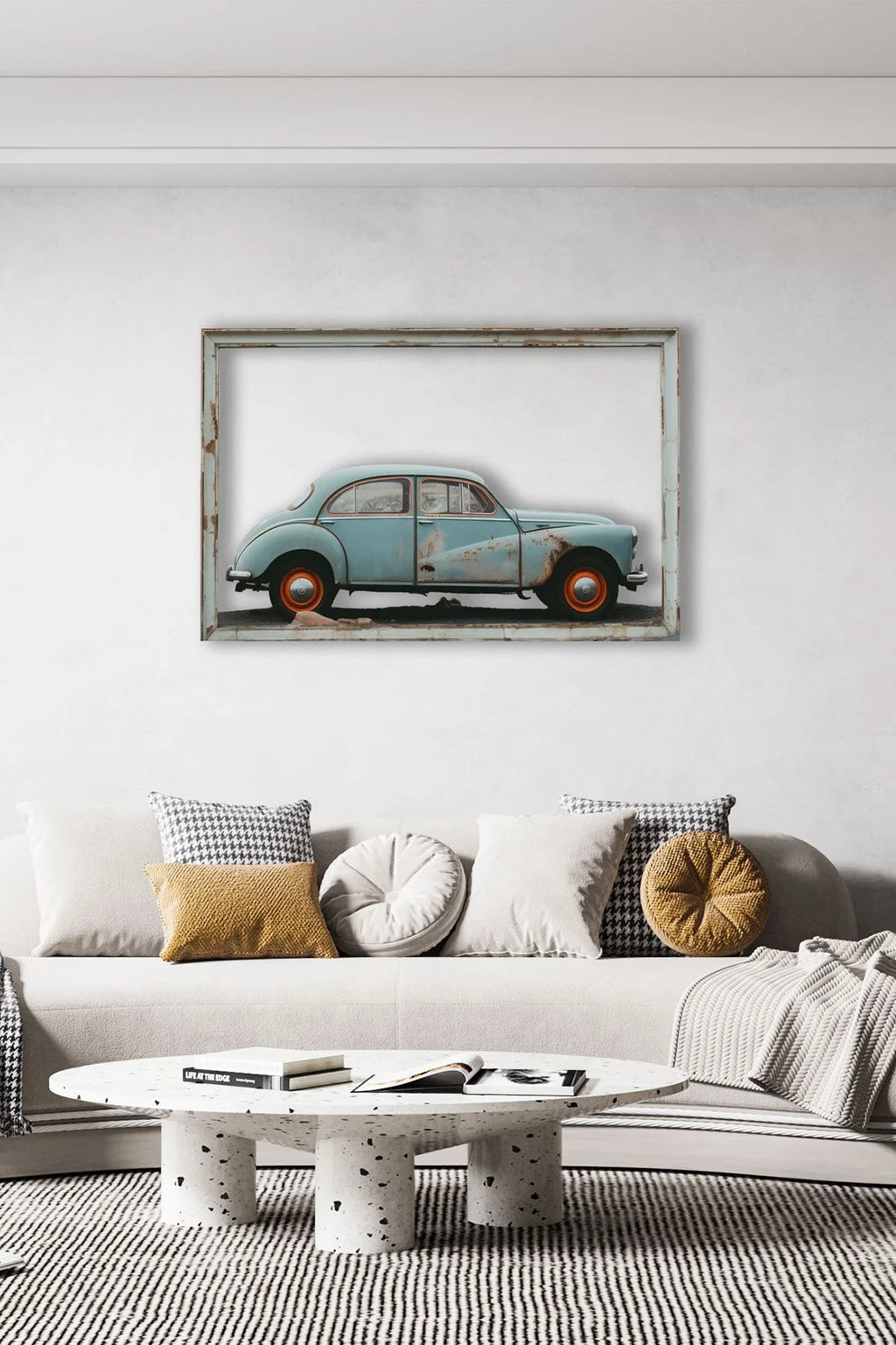 Vintage Araba Metal Tablo - Retro Şıklık ve Zarafet