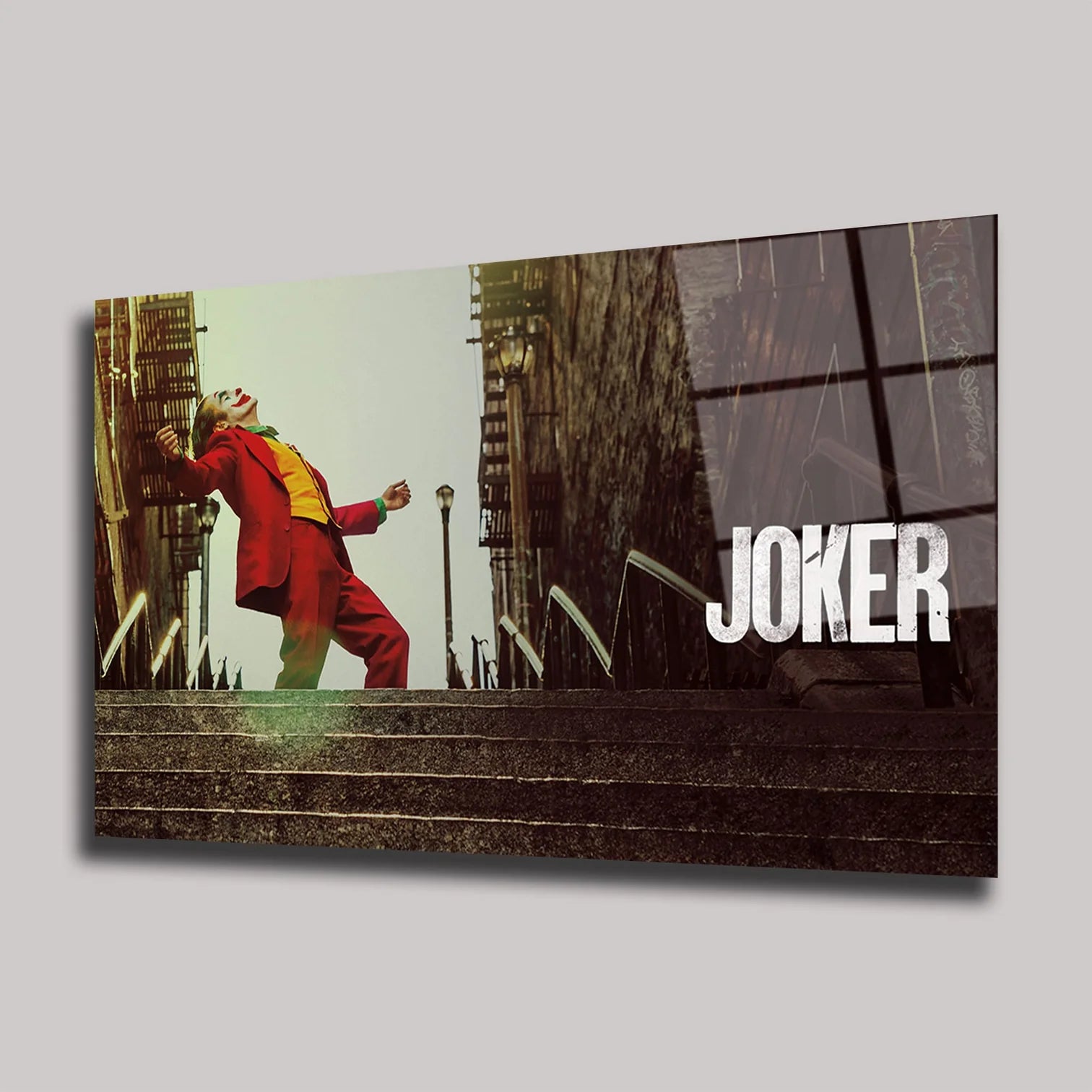 JOKER FİLMİ İKONİK MERDİVEN VE DANS SAHNESİ YATAY CAM TABLO - DEG0356