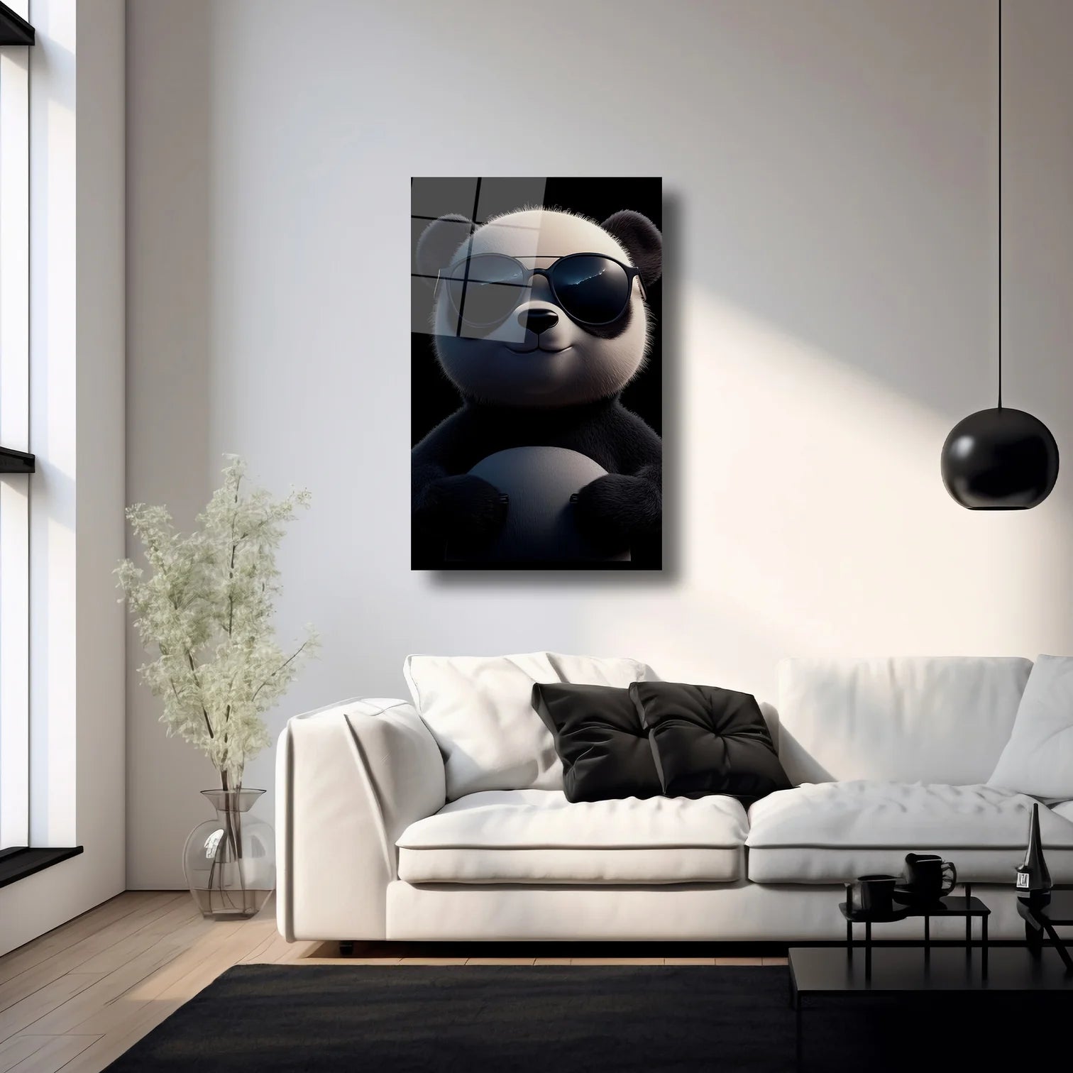 GÜNEŞ GÖZLÜKLÜ PANDA - CAM TABLO - DEG0198