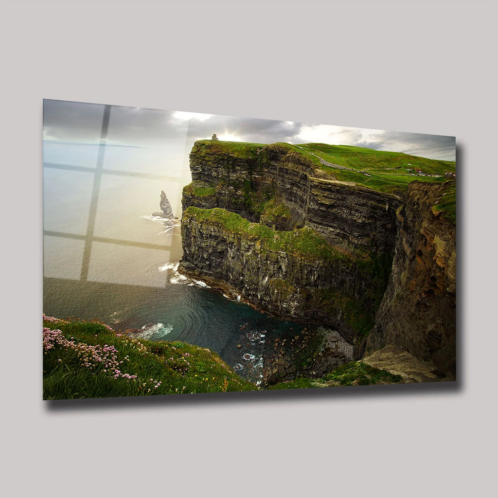 İRLANDA MOHER FALEZLERİ VE OKYANUS MANZARASI YATAY CAM TABLO - DEG0373