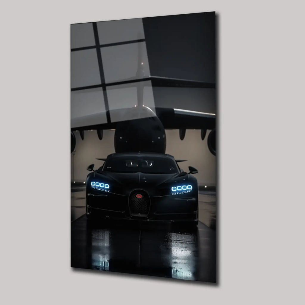 BUGATTI VEYRON VE UÇAK - CAM TABLO - DEG0241