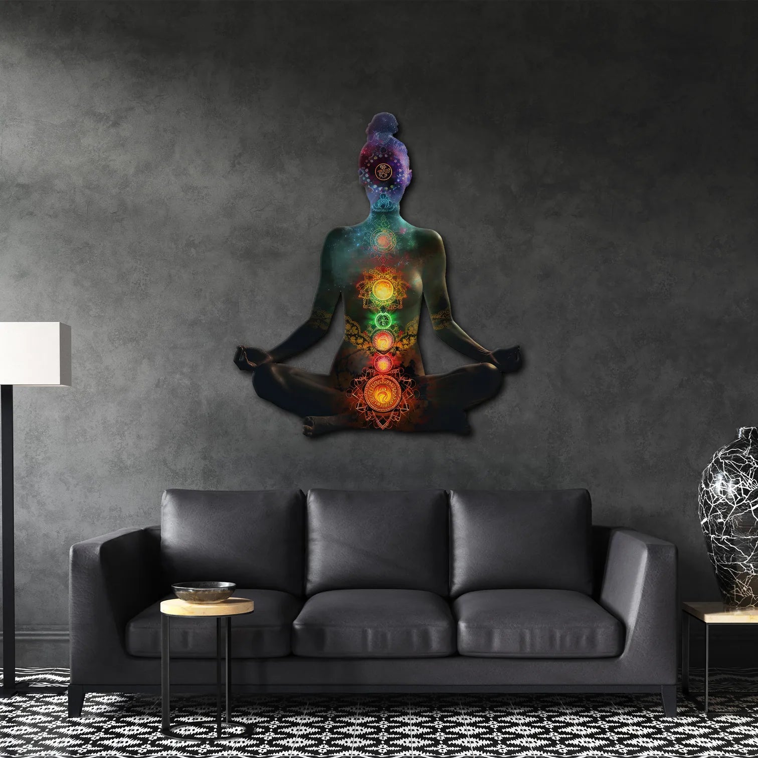 Meditasyon Yapan Kadın Metal Tablo