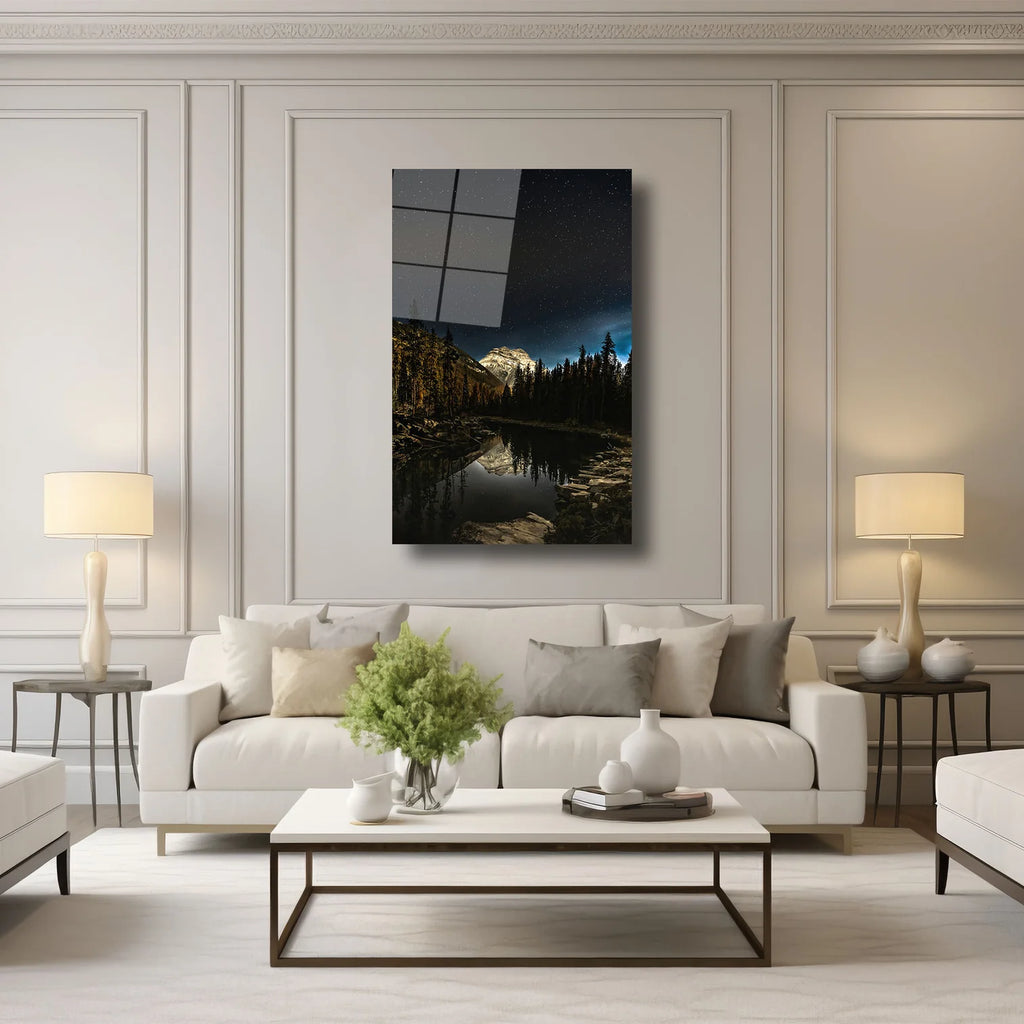 DOĞA VE YILDIZLAR MANZARASI - CAM TABLO - DEG0101