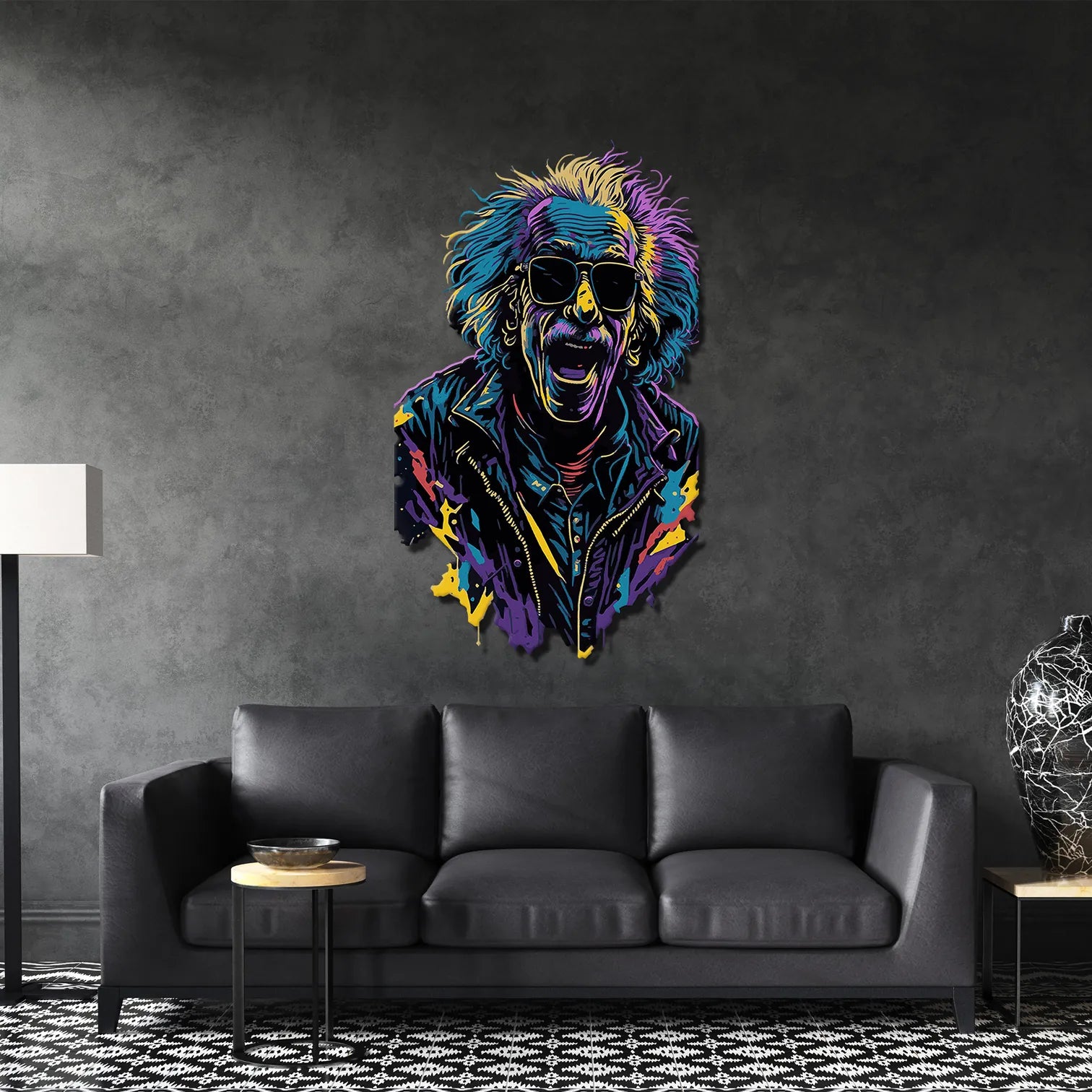 Albert Einstein Renkli Metal Tablo