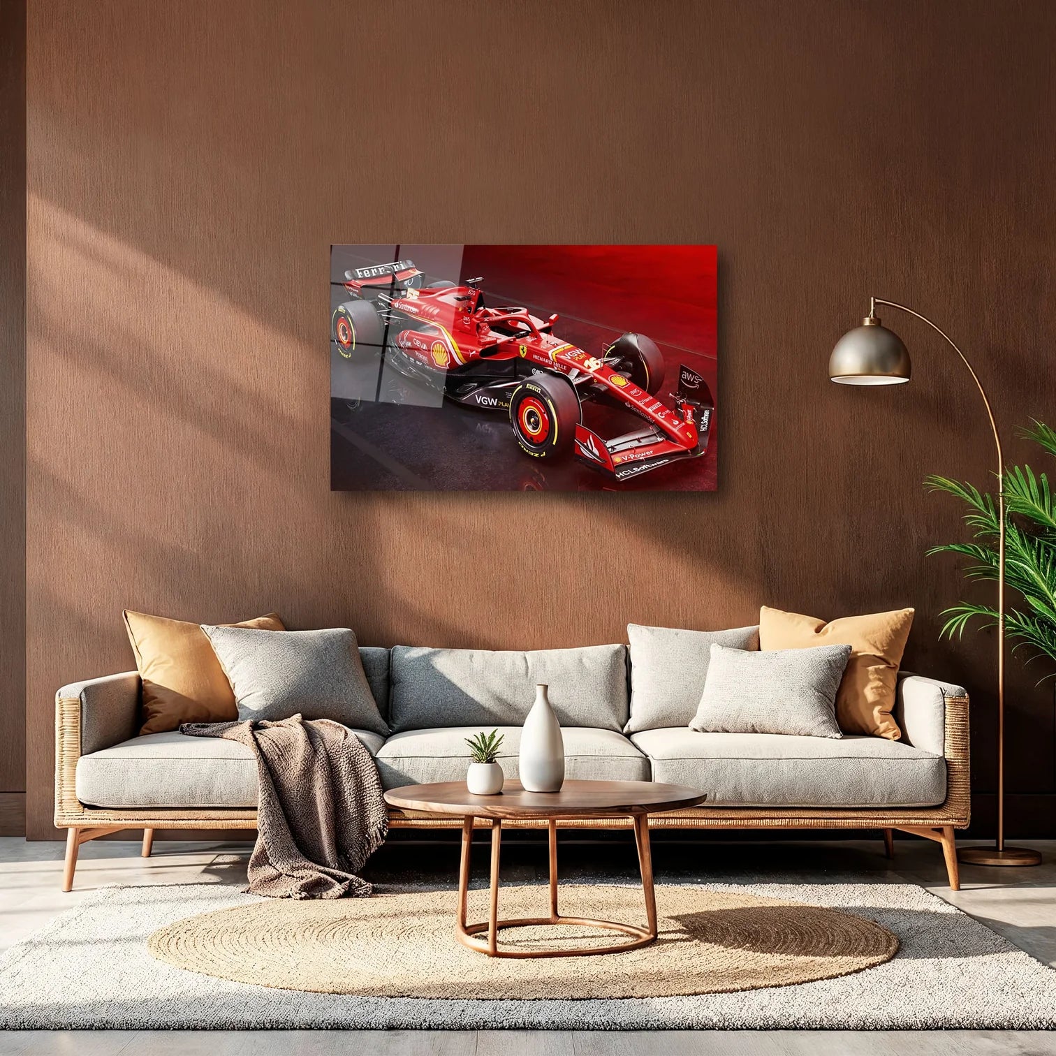 FERRARI F1 NO 16 CHARLES LECLERC MODERN YARIŞ ARABASI YATAY CAM TABLO - DEG0329