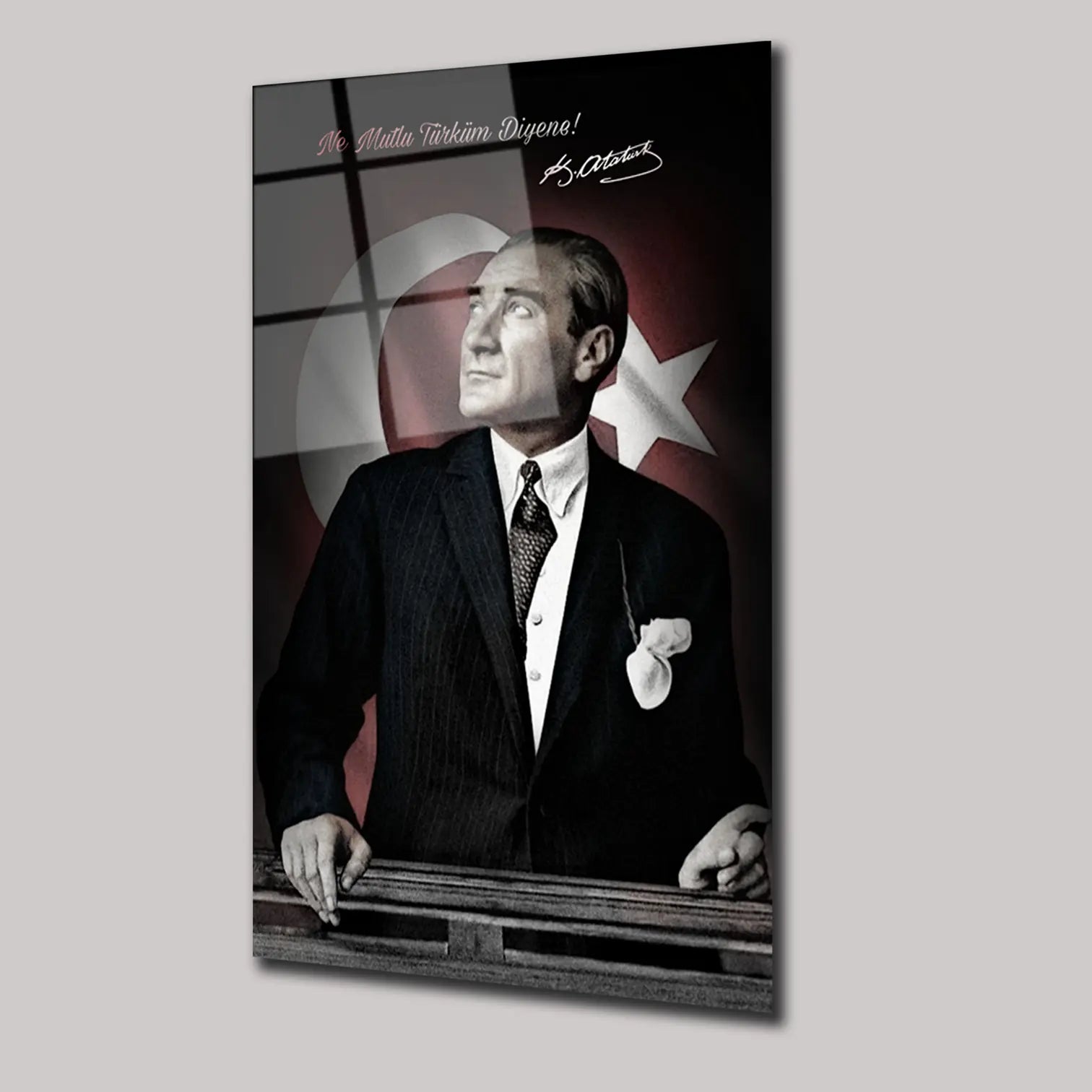 ATATÜRK - NE MUTLU TÜRKÜM DİYENE - CAM TABLO - DEG0286