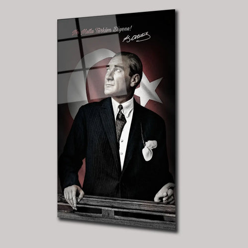ATATÜRK - NE MUTLU TÜRKÜM DİYENE - CAM TABLO - DEG0286