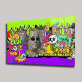 GRAFFITI SANATI BENJAMIN FRANKLIN VE 100 DOLAR TEMALI YATAY CAM TABLO - DEG0322