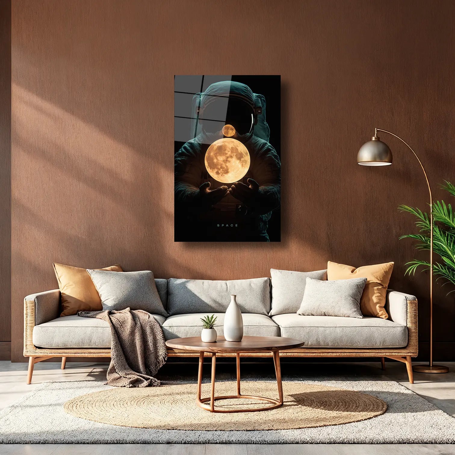 ASTRONUTUN ELİNDEKİ AY - CAM TABLO - DEG0154