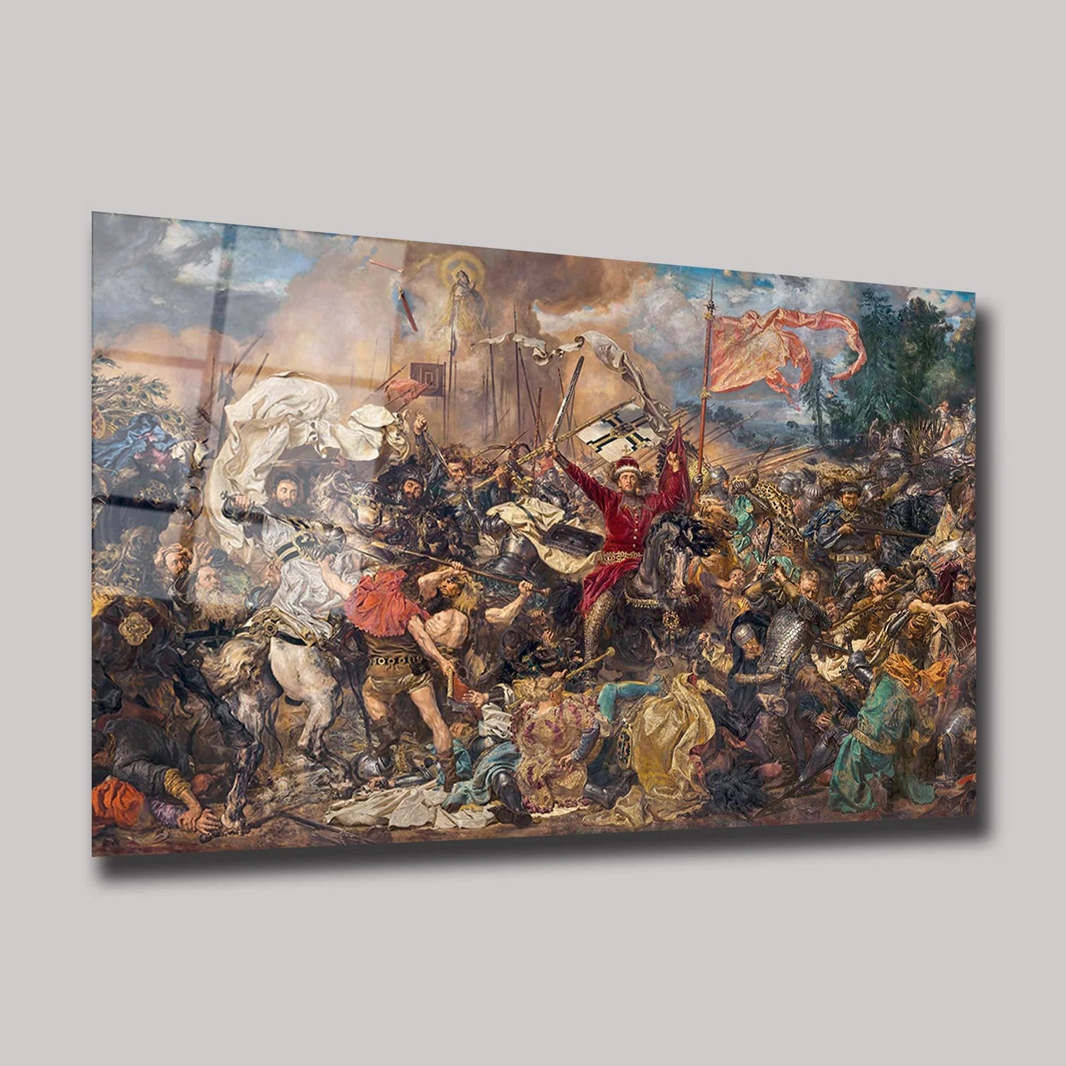 GRUNWALD SAVAŞI JAN MATEJKO TARİHİ MEYDAN MUHAREBESİ YATAY CAM TABLO - DEG0344