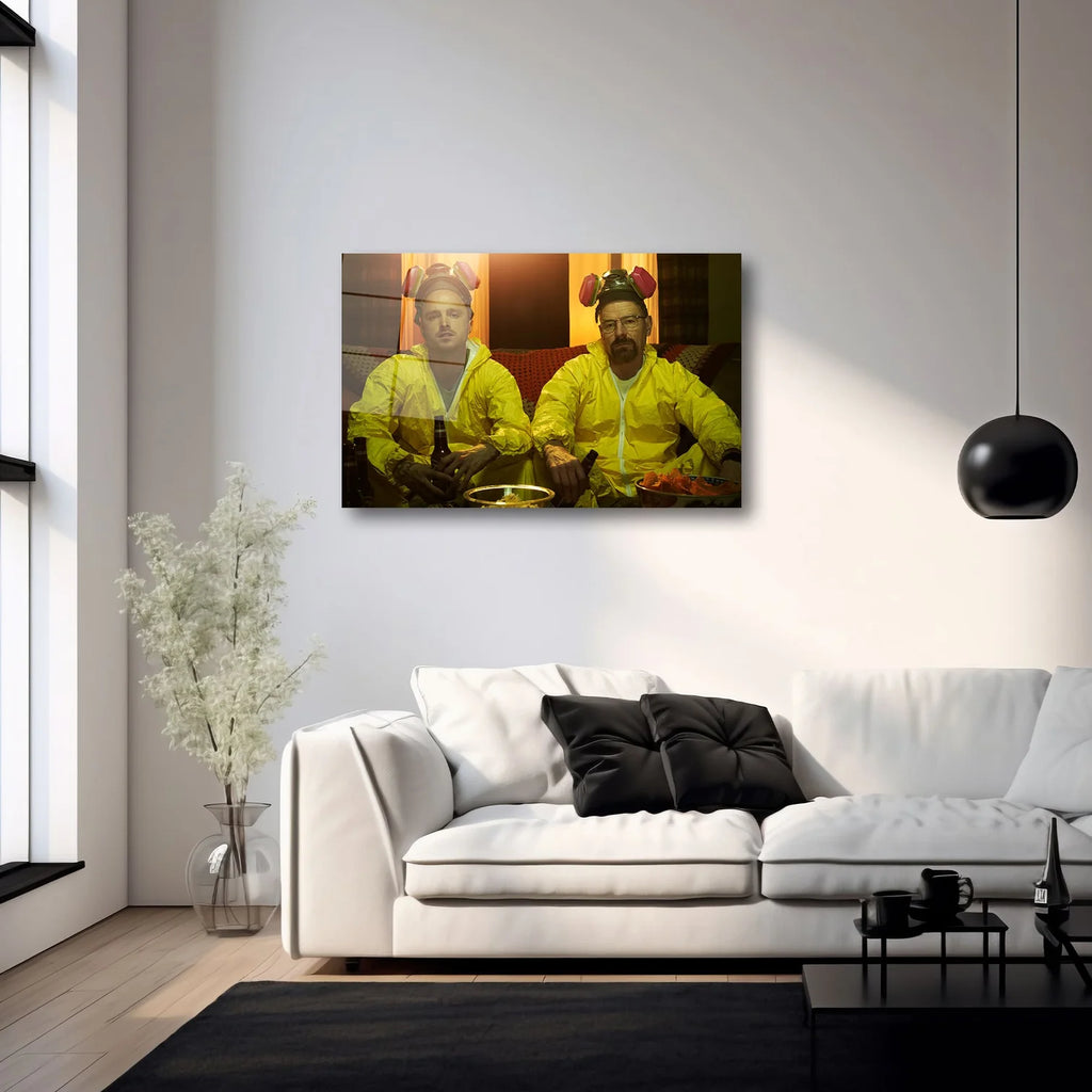 BREAKING BAD WALTER WHITE VE JESSE PINKMAN SARI TULUMLU YATAY CAM TABLO - DEG0343