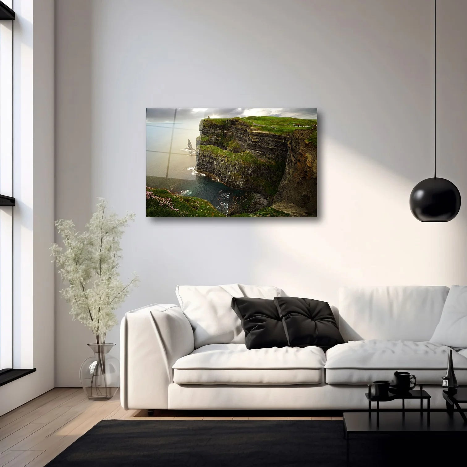 İRLANDA MOHER FALEZLERİ VE OKYANUS MANZARASI YATAY CAM TABLO - DEG0373