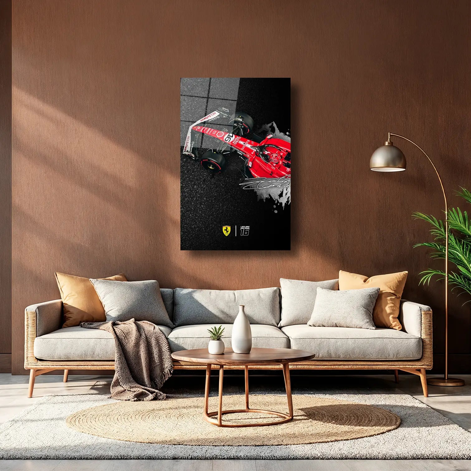 LECLERC İMZALI F1 FERRARİ - CAM TABLO - DEG0129