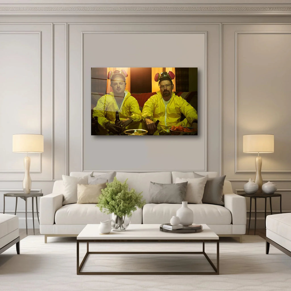 BREAKING BAD WALTER WHITE VE JESSE PINKMAN SARI TULUMLU YATAY CAM TABLO - DEG0343