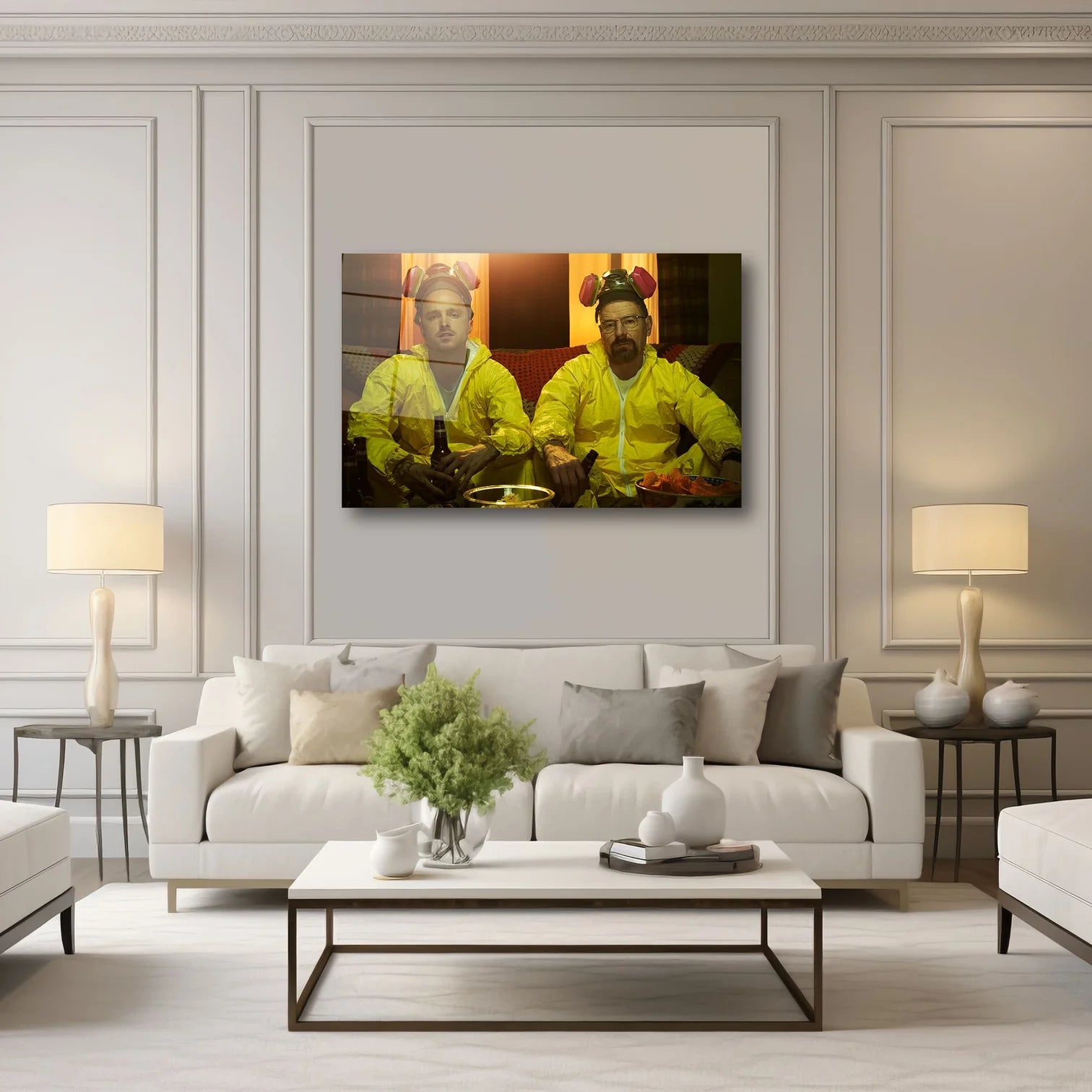 BREAKING BAD WALTER WHITE VE JESSE PINKMAN SARI TULUMLU YATAY CAM TABLO - DEG0343