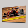KIRMIZI FERRARI F1 YARIŞ ARABASI VE PİST MANZARASI YATAY CAM TABLO - DEG0312