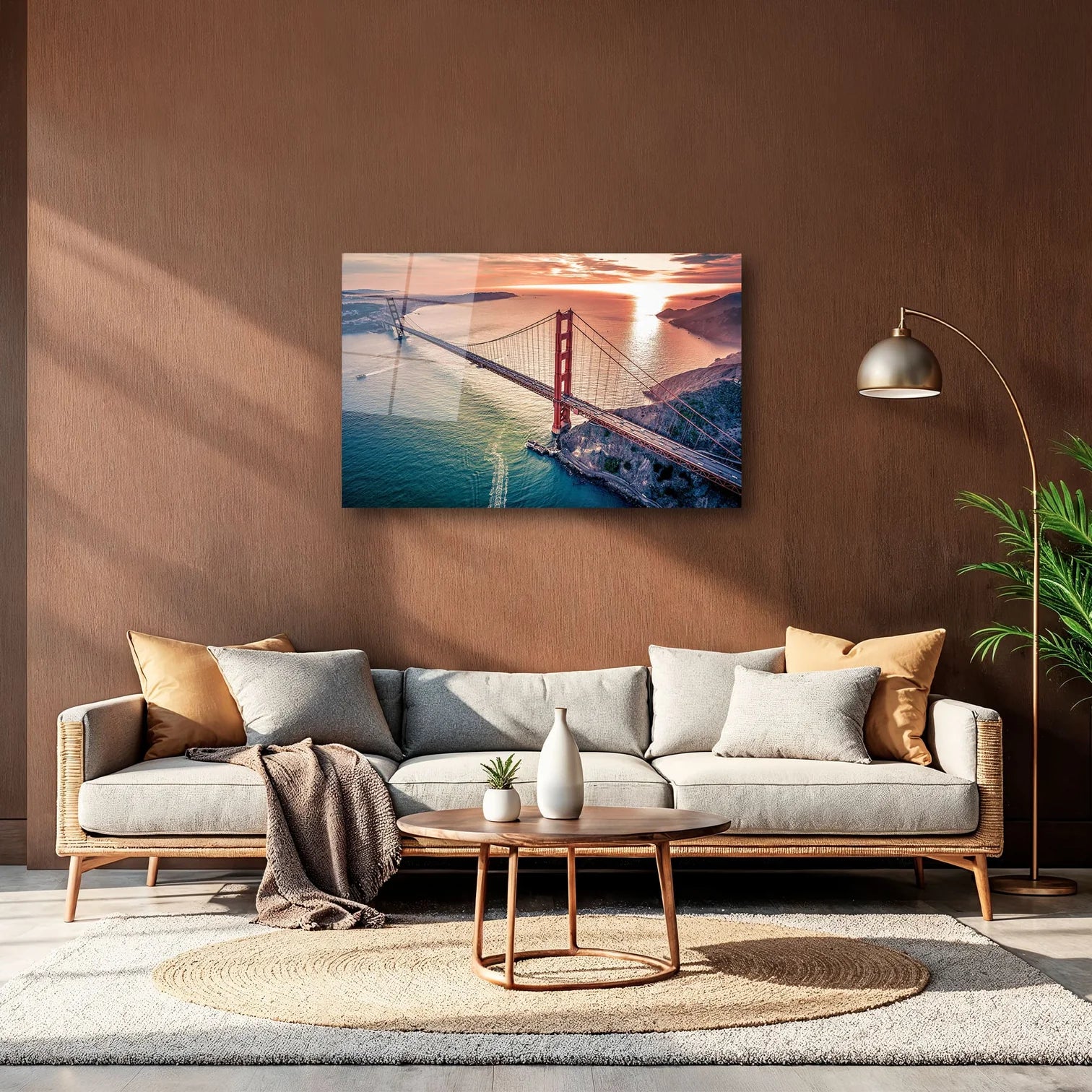GOLDEN GATE KÖPRÜSÜ VE GÜN BATIMI MANZARASI YATAY CAM TABLO - DEG0325