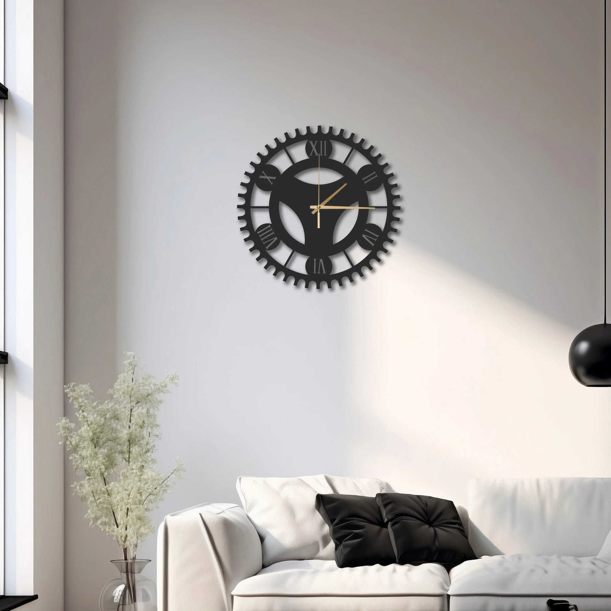DİŞLİ FORMLU ROMA RAKAMLI METAL DUVAR SAATİ